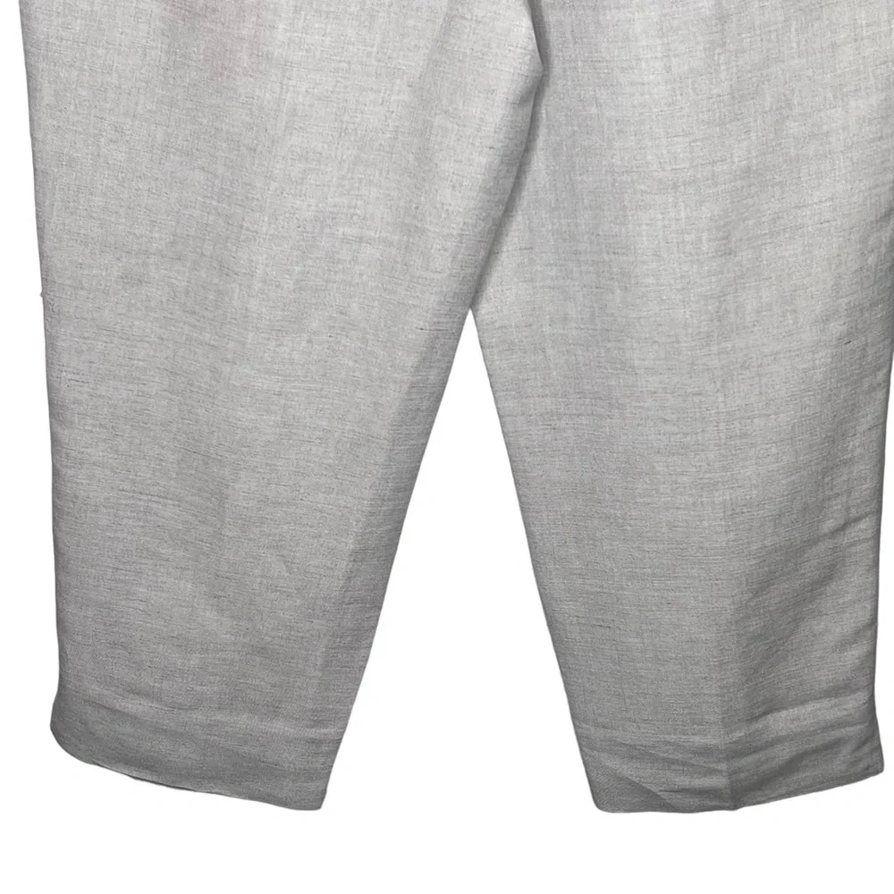 Annie Alexander Wide Leg Cropped Ankle Slacks Size 14 Ivory Linen Side Zip Lined - Picture 6 of 12